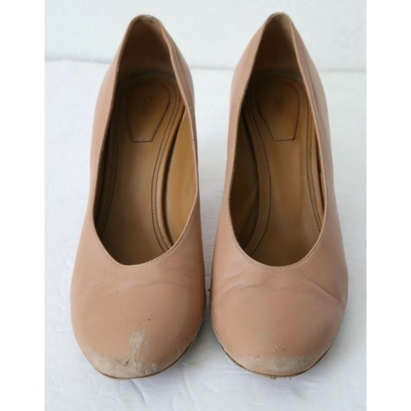 CHLOE Harper Nude Beige Leather Block Heels *flaw - Picture 2 of 8